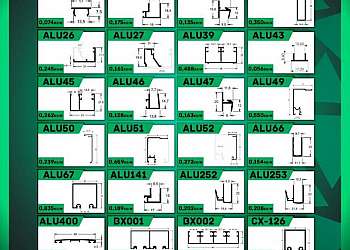 Perfis para cobertura de vidro Perfis para cobertura de vidro